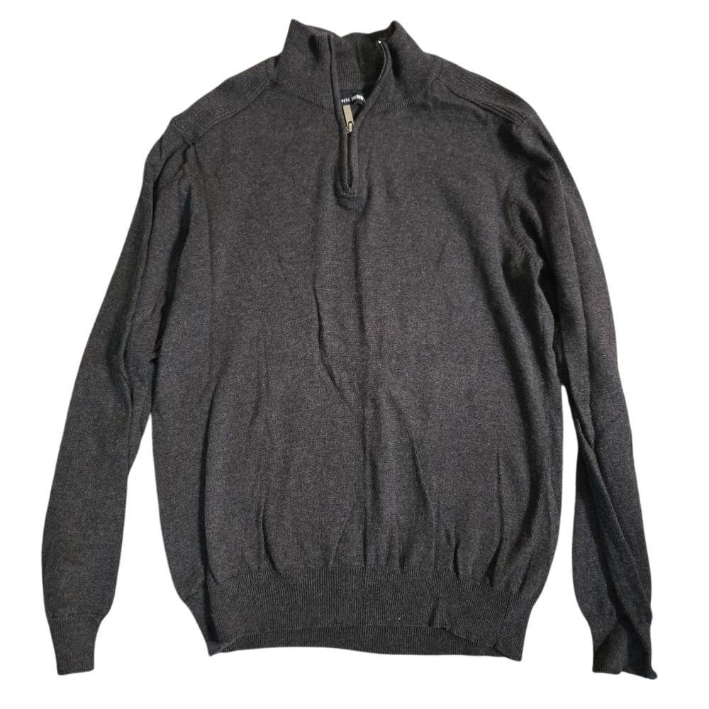 John Henry Men's Gray Quarter-zip Cotton Pullover Sweater